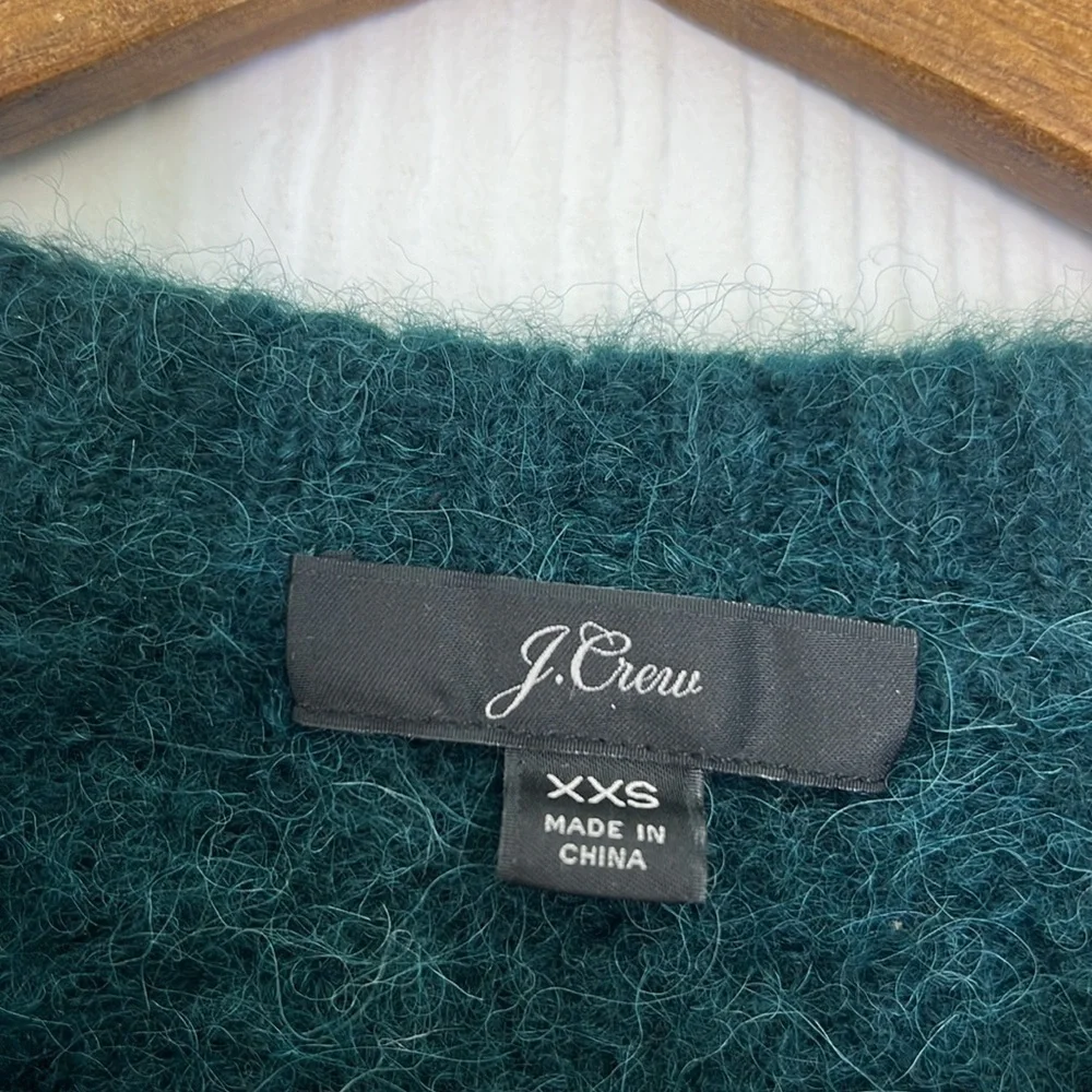 J. Crew - Emerald Alpaca Crewneck Puff Shoulders Long Sleeve Sweater Size XXS